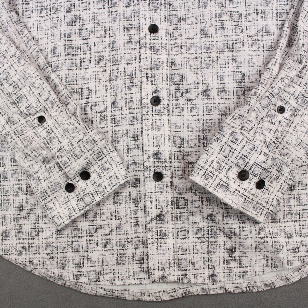 WRK The Reworked Shirt Mens Size M White Black Cotton Button Down Long Sleeve - Picture 4 of 8